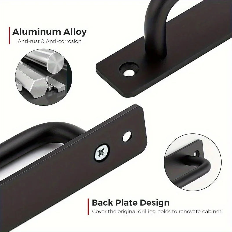 Barn Door Handles, Sliding Door Handle, Black Cabinet Handles, Door Pull Handle, Aluminum Alloy Door Pulls with Plate