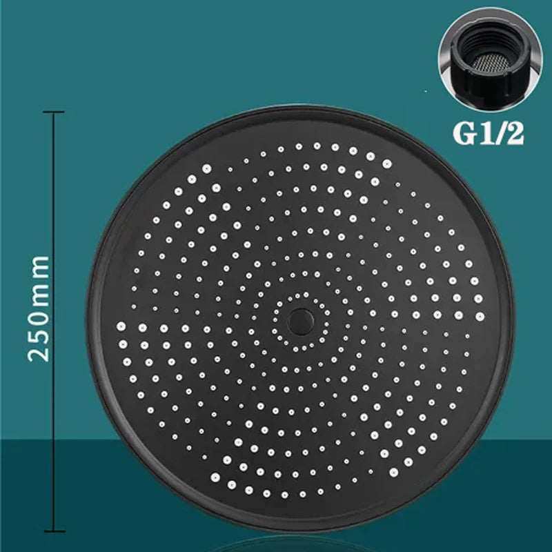 10 Inches Big Panel Large Flow Ceiling Mounted Supercharge Shower Head Set 3 Modes High Pressure Abs Rainfall Bathroom Shower ﻿