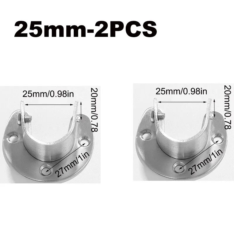 304 Stainless Steel Flange Seat Wardrobe Hanger Rod Fixing Hardware Accessories Curtain Rod Tube Hook Fixed Support Bracket Seat