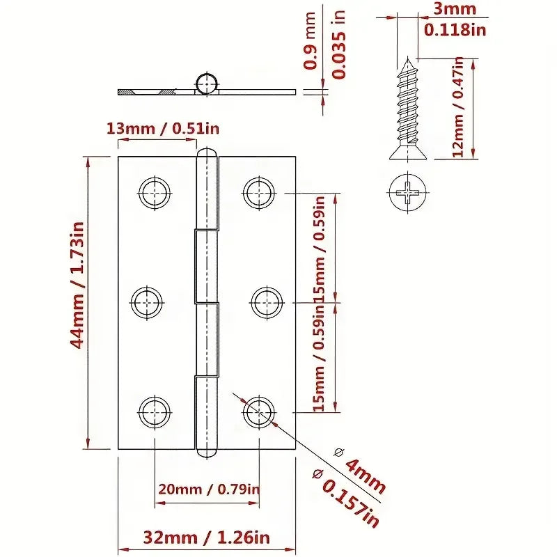 10pcs Stainless Steel Door Hinges Cabinet Doors Windows Wooden Box Flat Hinge Home Furniture Hardware Accessories