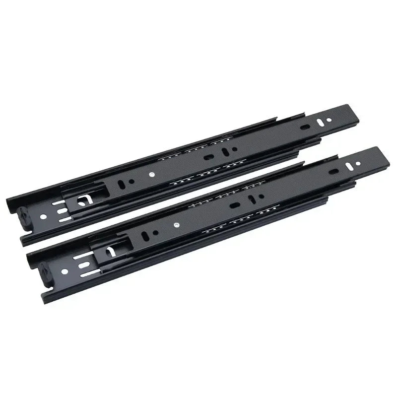 Cold Rolled Steel Hydraulic Damping Silent Three-Section Wardrobe Drawer Slides with Guide Rail Hardware