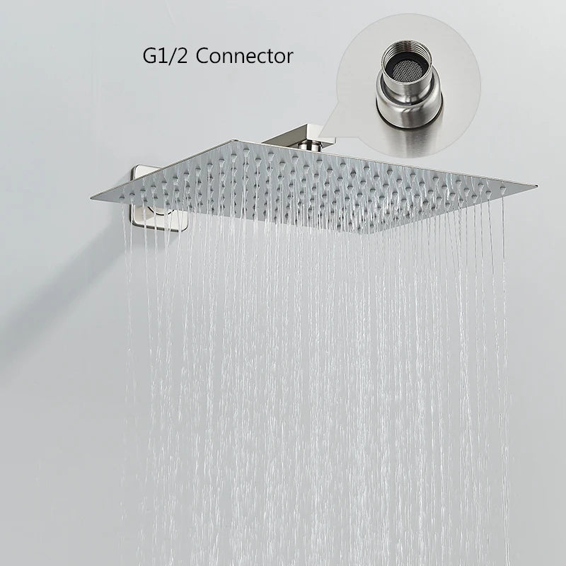 Brushed Nickel Brass Shower Faucet 2/3 Ways Shower Sets Rainfall Shower Head Mixers with Embed Box Bathroom Taps Hot Cold Water