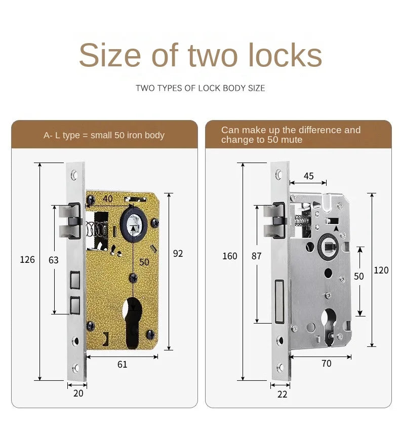 Apartment Room Wood Door Lock Set  House Anti-theft House Interior Door Bedroom Furniture Security Lock For Home Doors With Key