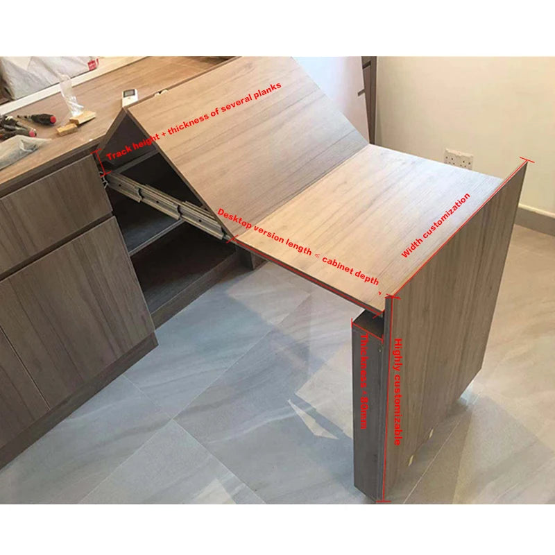 Hidden Drawer-type Dining Table Slide Rails Can Be Pulled Flat And Pushed To Link Lifting Table Rail Hardware