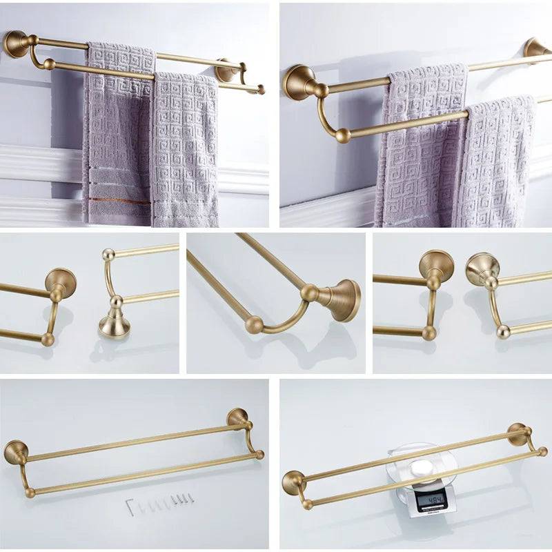 Bronze Bathroom Accessories Hardware Antique Hair Dryer Rack Coat Towel Shelf Rail Bar Shower Soap Dish Holder Toilet Brush
