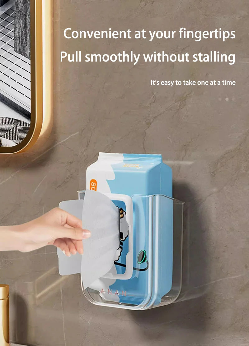 Bathroom Non Perforated Wall Mounted Wet Tissue Storage Box with Large Opening and Strong Load-bearing Capacity