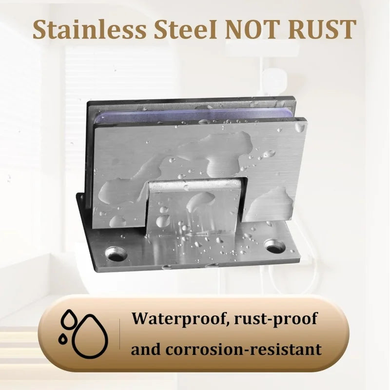 90 Degree Stainless Steel Glass Shower Door Hinges for 8-12mm Frameless Glass Doors Heavy Duty Wall to Glass Bathroom Clamps