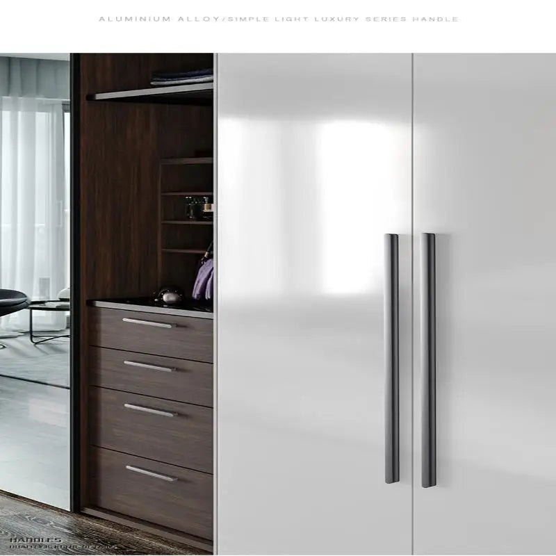 Modern Simple Light Luxury I-Shaped Cabinet Door Handle Extended Round Head Drawer Wardrobe Cabinet Furniture Door Handle