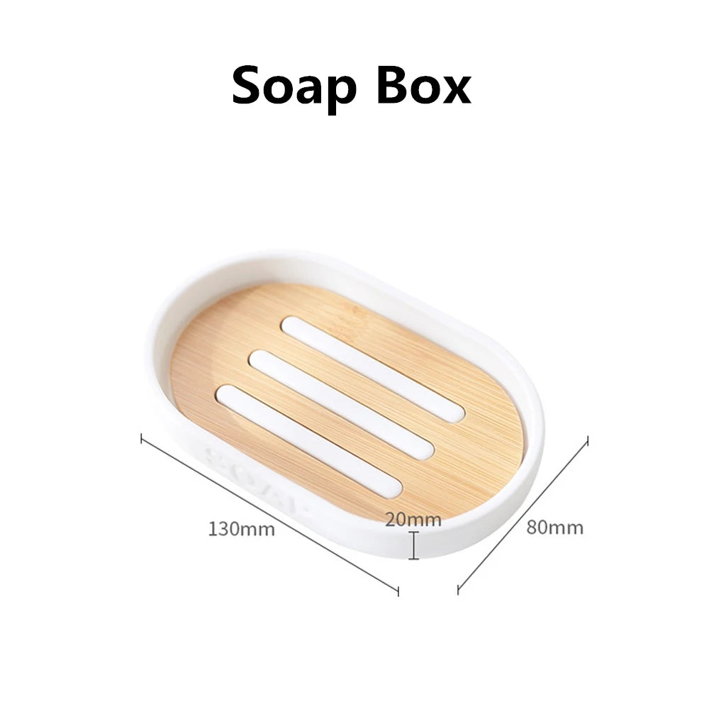Bamboo Bathroom Accessories Toilet Brush Toothbrush Holder Gargle Cup Soap Holder Lotion Dispenser Bathroom Essential Accessory