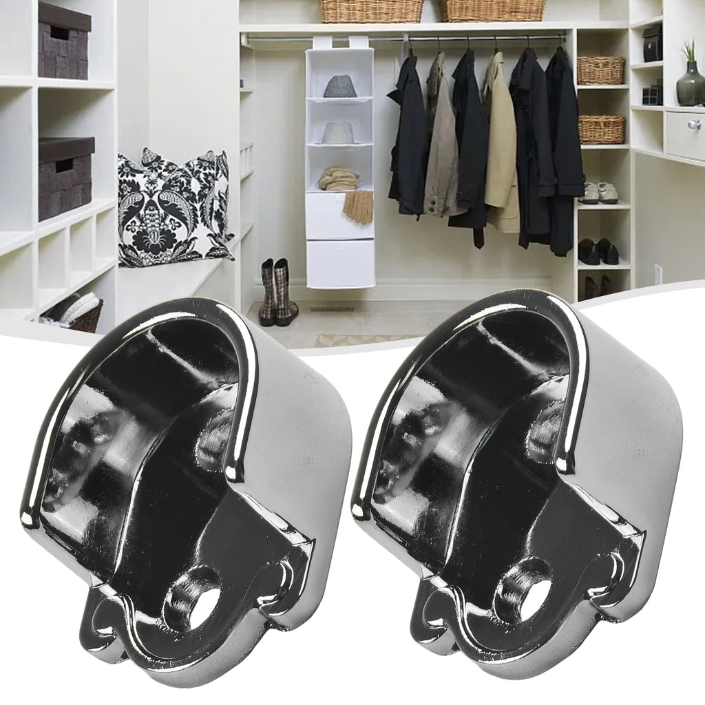Wardrobe Rail Hanger Rod Socket Support Tube Round End Bracket Holder Heavy Duty U Shaped Rod Socket Home Hardware Accessories