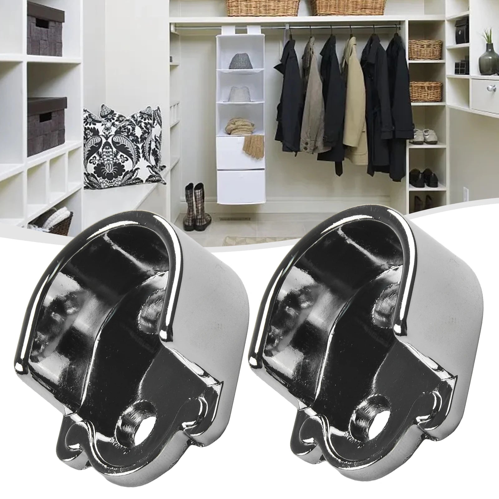 Wardrobe Rail Hanger Rod Socket Support Tube Round End Bracket Holder Heavy Duty U Shaped Rod Socket Home Hardware Accessories