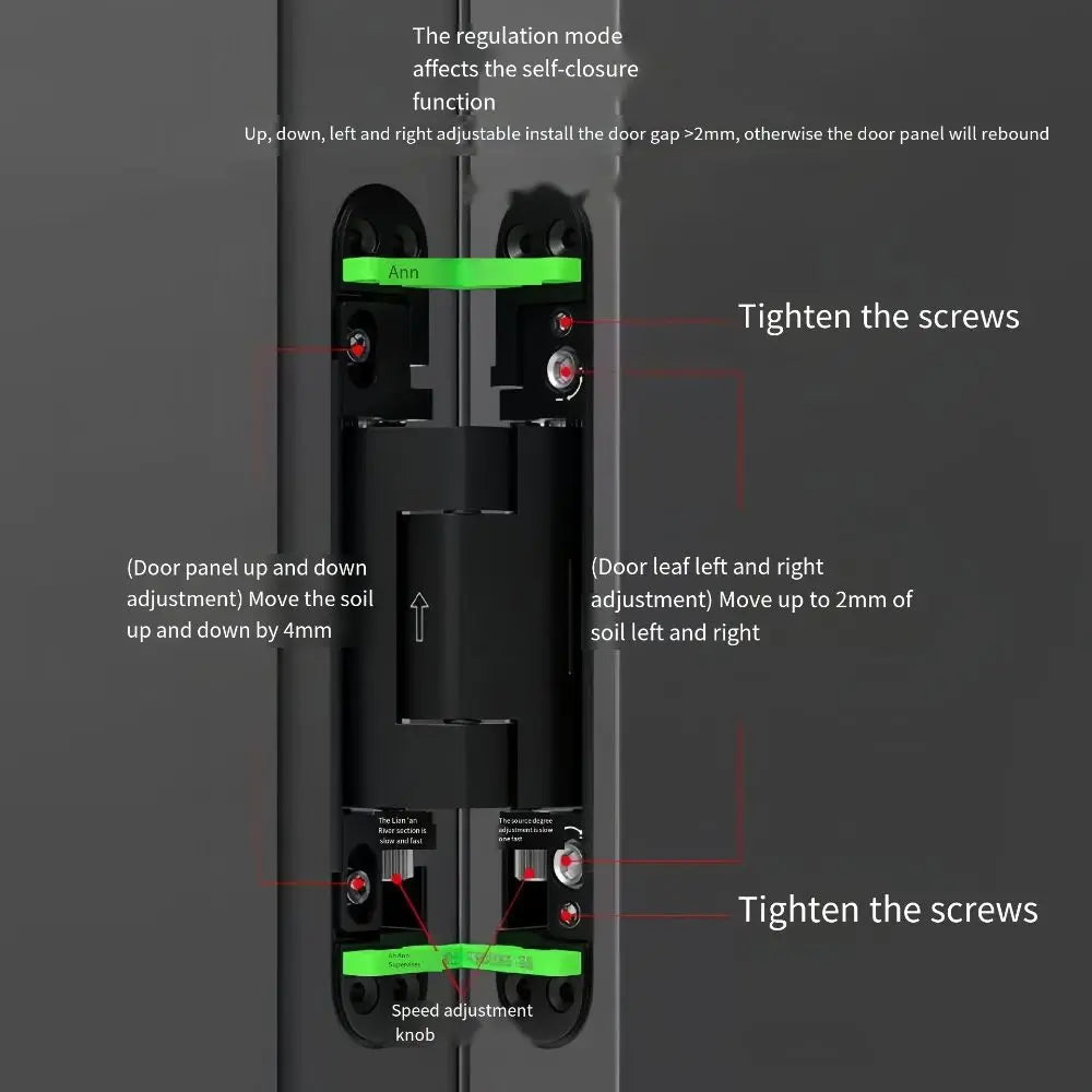 Silent Close Hydraulic Adjustable Hinge Invisible Mounting Folding Automatic Door Closing Device Furniture Fittings