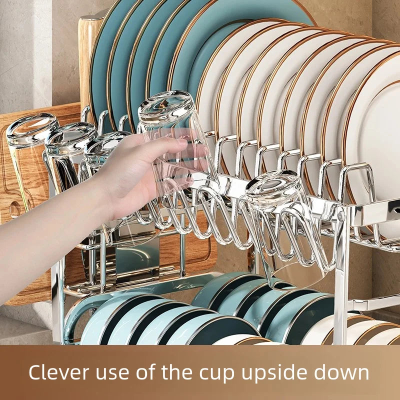 304 stainless steel kitchen storage rack, bowl and plate storage box, draining rack, multifunctional home storage rack for bowls
