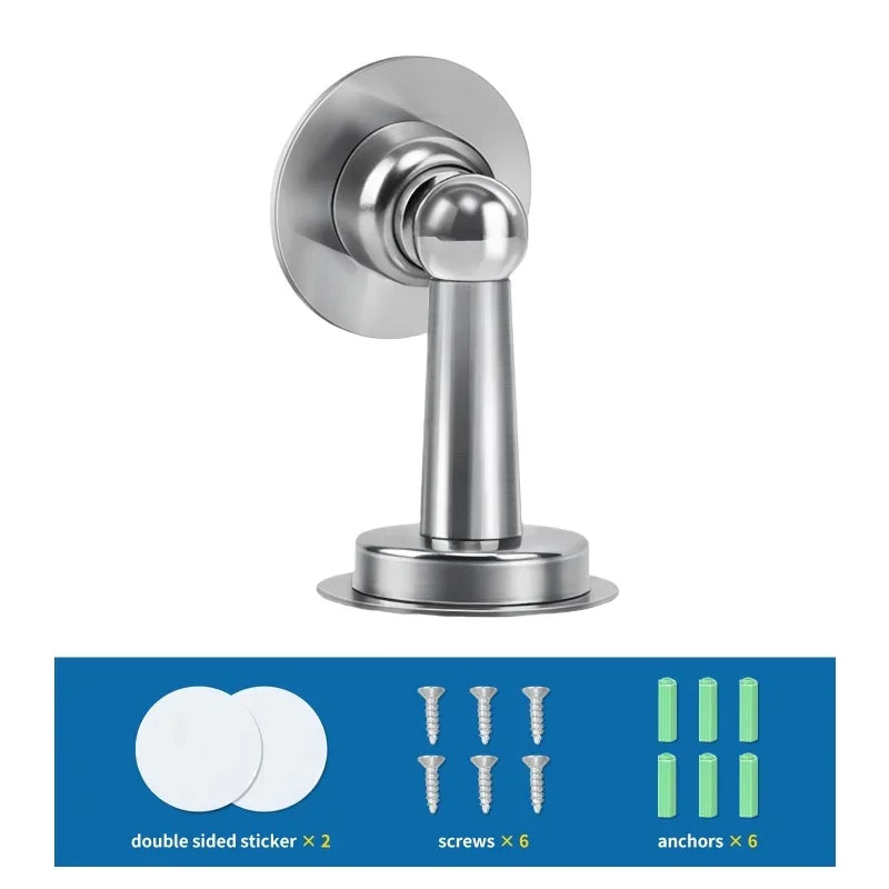 Stainless Steel Door Stoppers Strong Magnetic Door Catch Heavy Duty Door Holder Stops Wall Floor Mounting Magnet Keep Door Open
