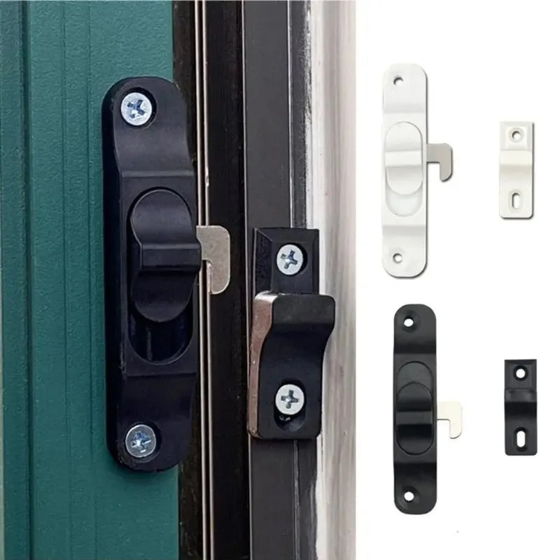 Sliding Folding Trackless Screen Door Latches Push-Pull Mesh Window Hook Locks Anti-theft Lock Buckle Left&Right Universal Latch