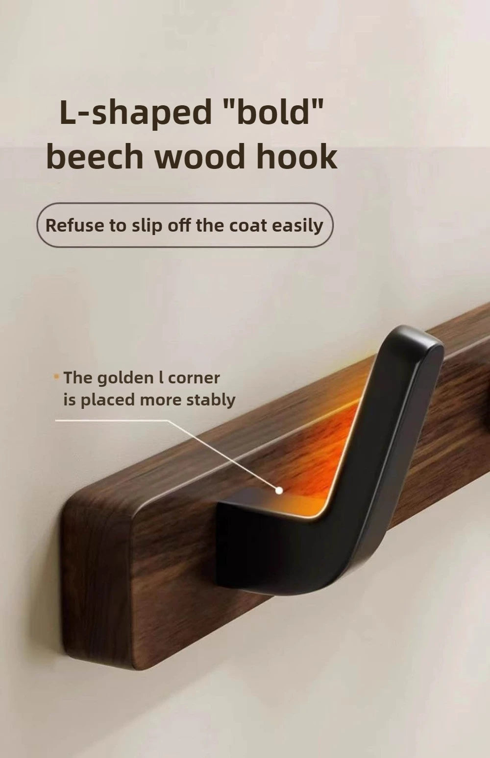 Strong Solid Wood Hook Hanging Clothes Rack Behind The Living Room Door Wall Mount Entrance Hall Towel Hat Hanging Cap Holder