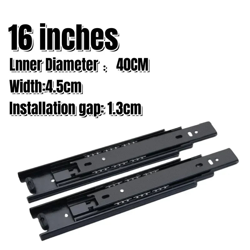 Cold Rolled Steel Hydraulic Damping Silent Three-Section Wardrobe Drawer Slides with Guide Rail Hardware