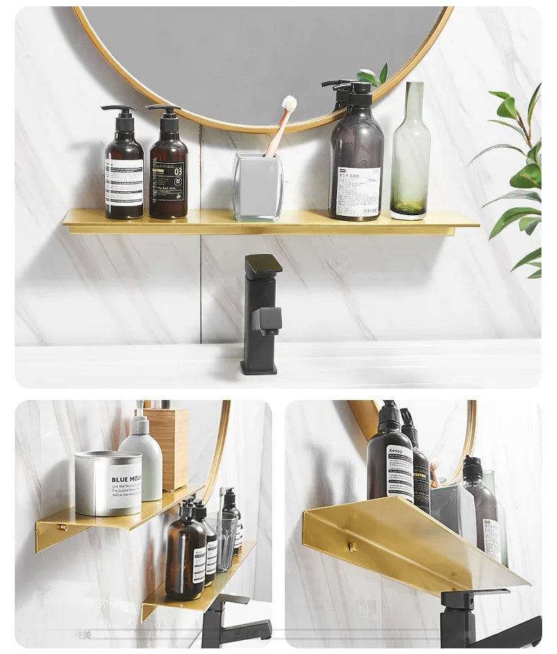 Bathroom accessories: brushed golden corner rack, towel rack, bathroom storage rack, bathroom hardware pendant bath accessories