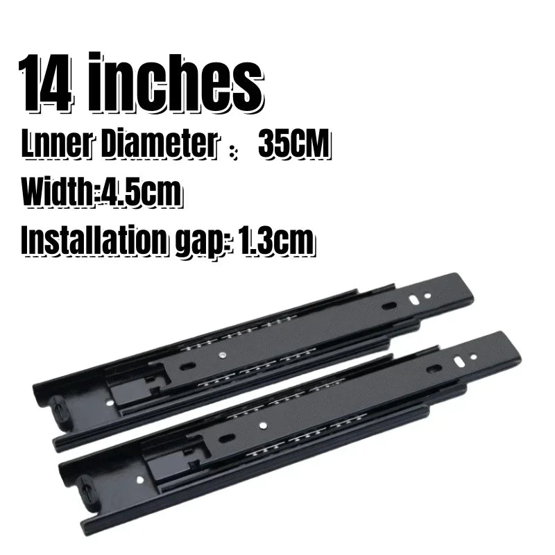 Cold Rolled Steel Hydraulic Damping Silent Three-Section Wardrobe Drawer Slides with Guide Rail Hardware