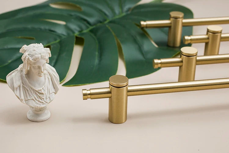 Furniture Long Handles Pure Solid Brass Handle Modern Simple Golden Light Luxury Integral Wardrobe Bathroom Cabinet Long Handle