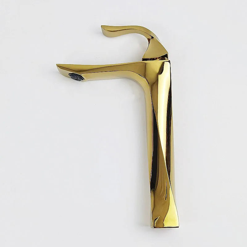 Bathroom Faucet Basin Sink Golden Chrome Tap Hot Cold Water Mixer Tap Deck Mounted Bathroom Faucets Single Lever Taps