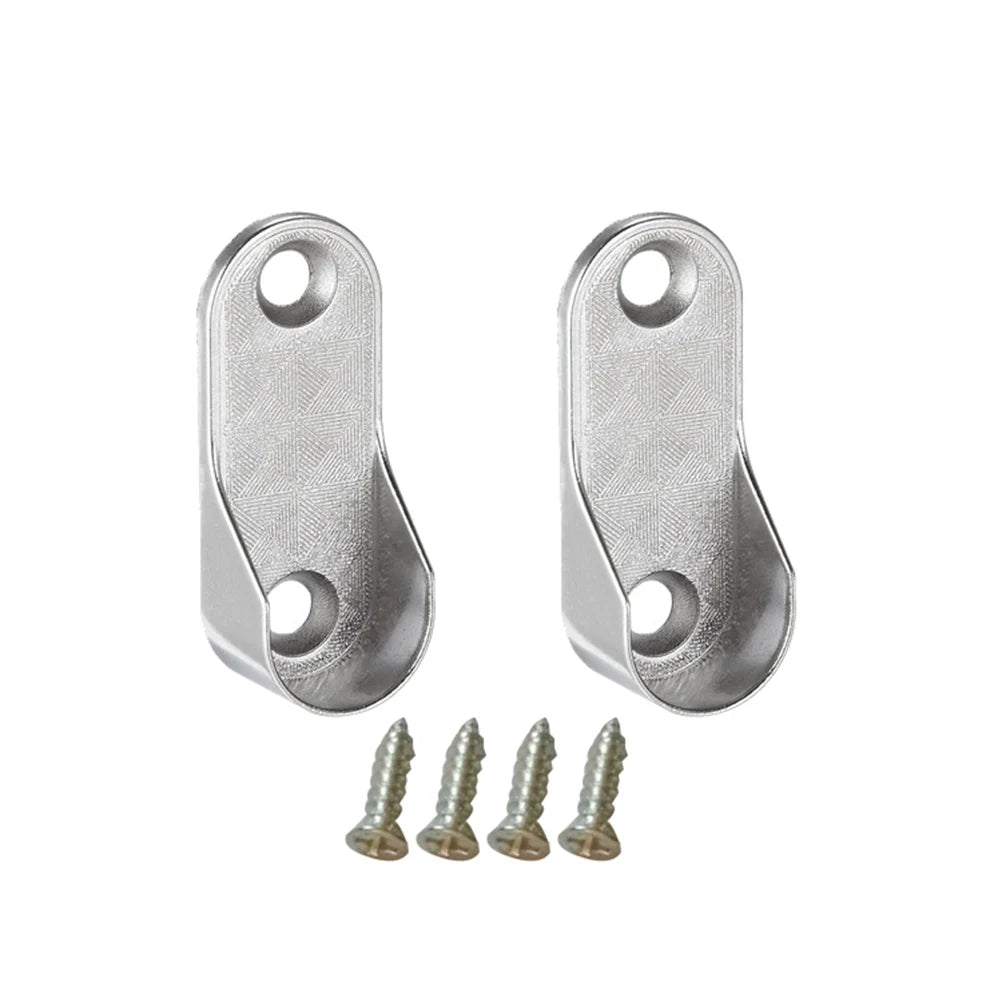 6/12/30pcs Oval Closet Rod End Supports Wardrobe Tube Support Bracket Clothes Hanging Rod End Holder With Screw Hardware Parts
