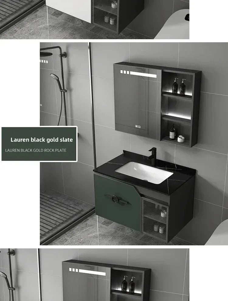 Bathroom Dressing Table and Sink Combination, Rock Plate Integrated Washbasin, Smart Mirror Cabinet, Toilet Furniture