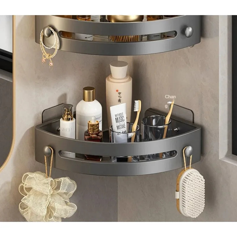 2PCS Bathroom Shelves Kitchen Storage Organizer Plastic Shampoo Rack Shower Shelf Bathroom Accessories No Drill Shelf