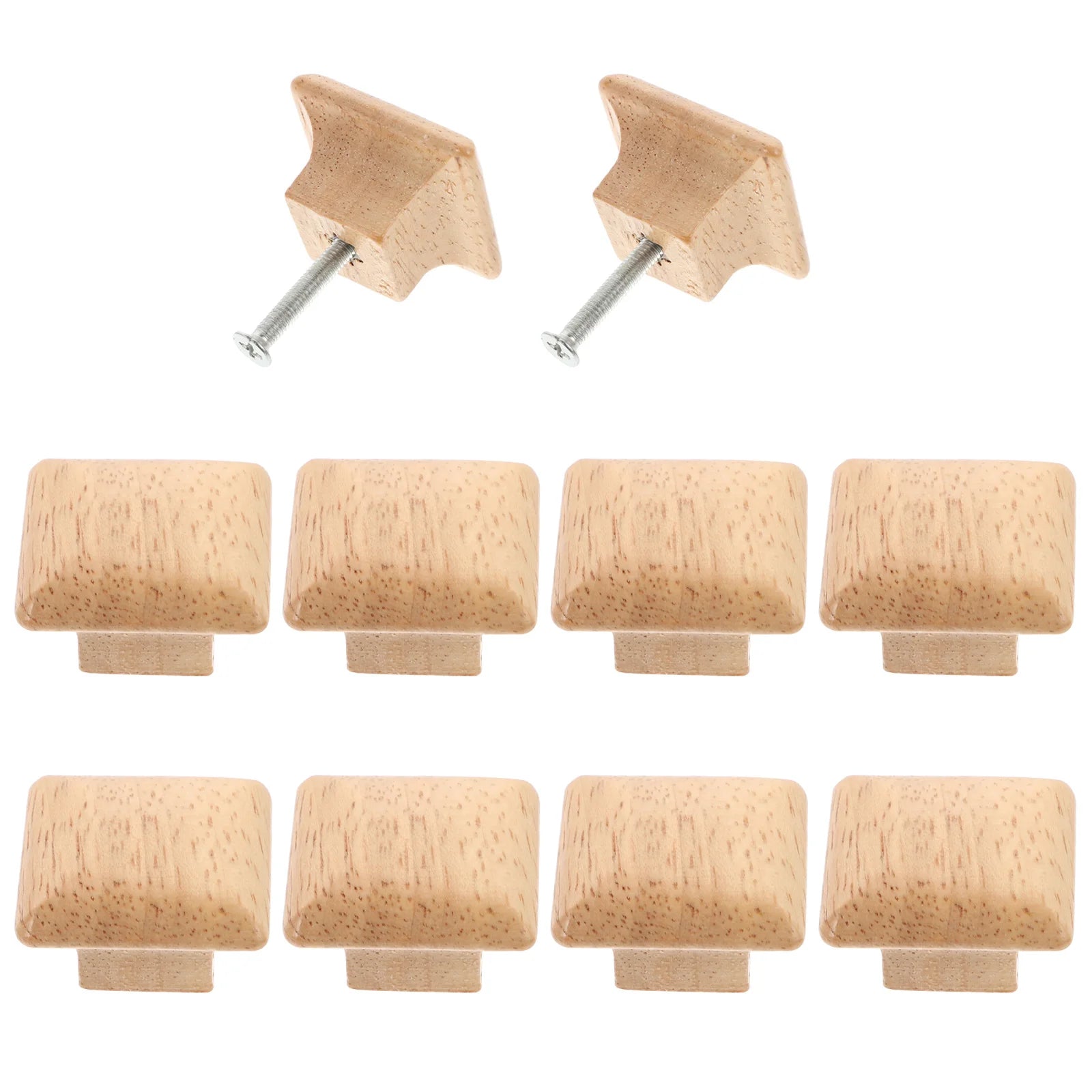 10pcs Solid Wood Cabinet Handles Wooden Pull Bar for Drawer Cabinet Knobs Household Door Handle Square Design Durable Easy