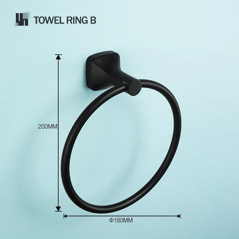 Black Bathroom Accessories Stainless Steel Wall Mounted Bath Towel Holder Robe Hook Toilet Brush Paper Towel Holder Pendant