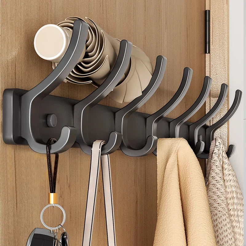 no drill Holes One Row Hangers Kitchen Towels Clothes Hats Toilet Towel Rack Storage Wall Mounted Door Back Rod Hook