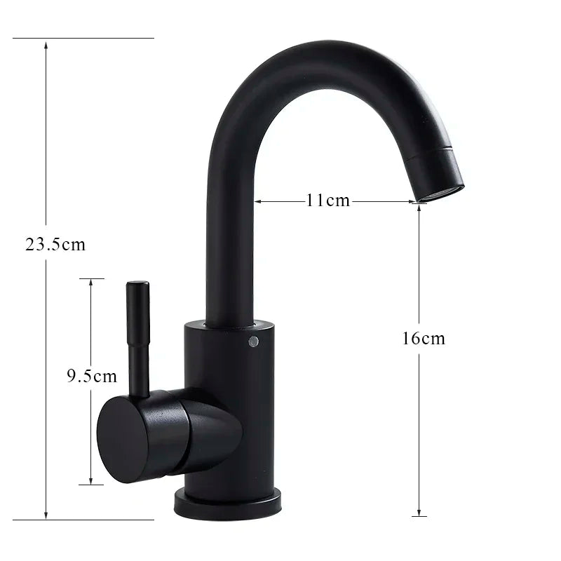Modern Faucet Bathroom Modern Household Basin Tap  Black/Silver Sink Vessel Stainless Steel Hot and Cold Water Mixer Tap