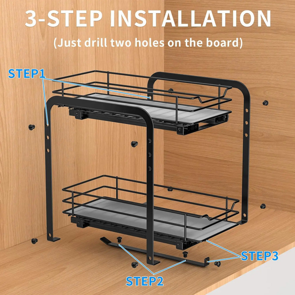 Spice Rack Organizer for Cabinet 2 Tier Pull Out Spice Racks for Inside CabinetHeight Adjustable Heavy Duty Vertical Spice Shelf