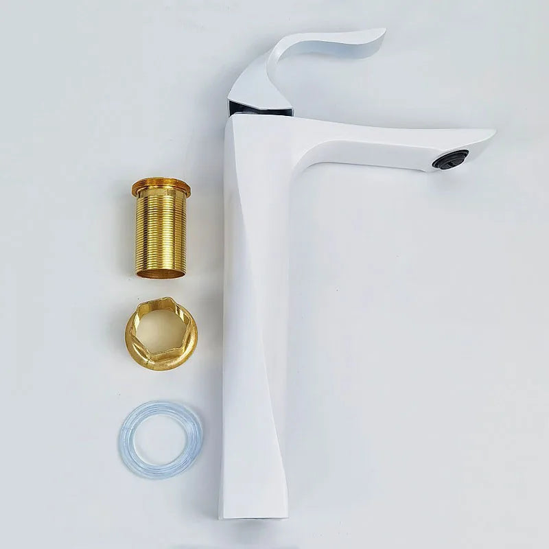 Bathroom Faucet Basin Sink Golden Chrome Tap Hot Cold Water Mixer Tap Deck Mounted Bathroom Faucets Single Lever Taps