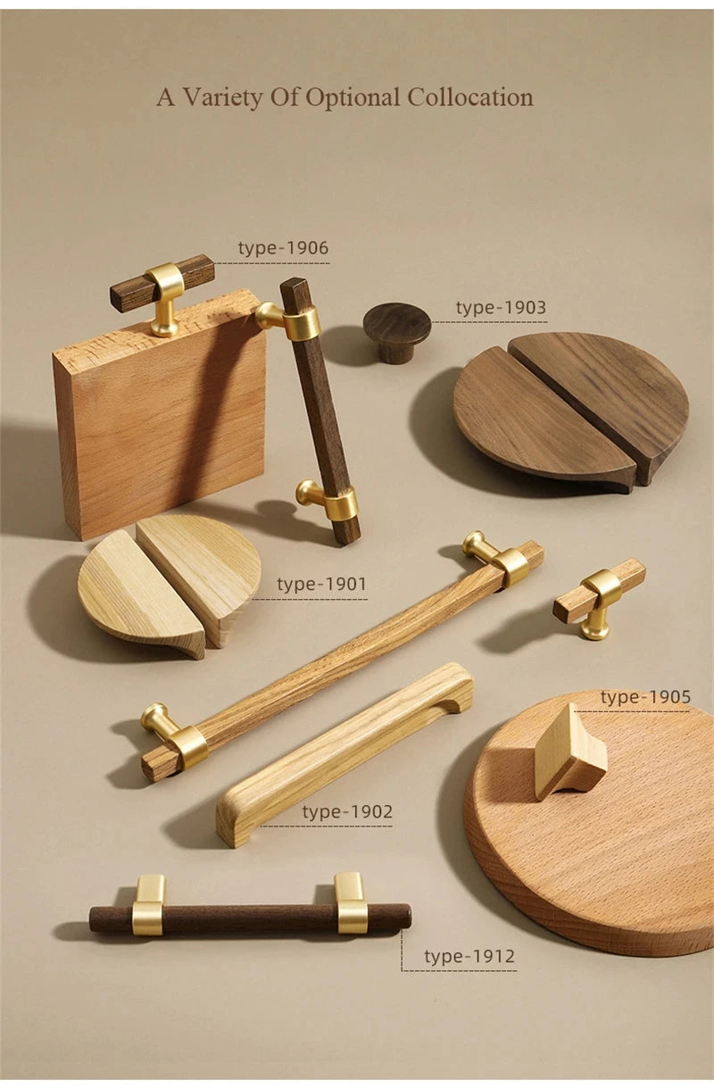 Wooden Cabinet Handles for Furniture Drawer Knobs Kitchen Cupboard Handles Wardrobe Door Knob and Handle Furniture Hardware