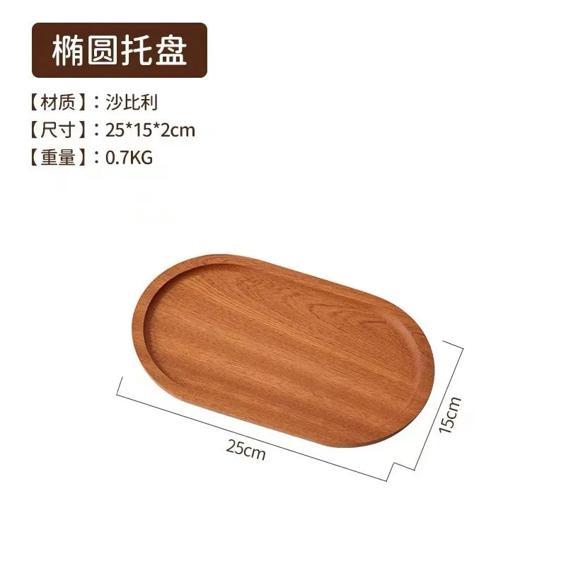Large round Wooden Food Tray Serving Plate Waterproof l Wood Dert Plate Fruit Tray Wood Crt Decorative Item