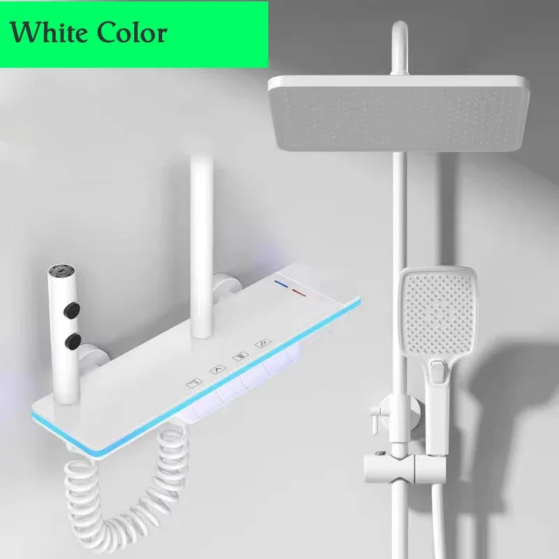 Piano Digital Bathroom Shower Set Senducs Hot Cold Bathroom Mixer Faucets System Brass Gun Grey Digital Piano Shower System