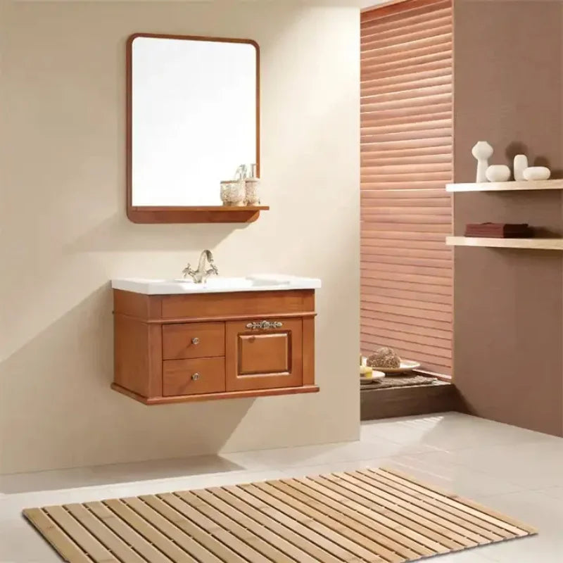 Wooden Bathroom Mat Rayon Derived From Bamboo Rectangular Waterproof Floor Mat Suitable for Bathroom and Toilet