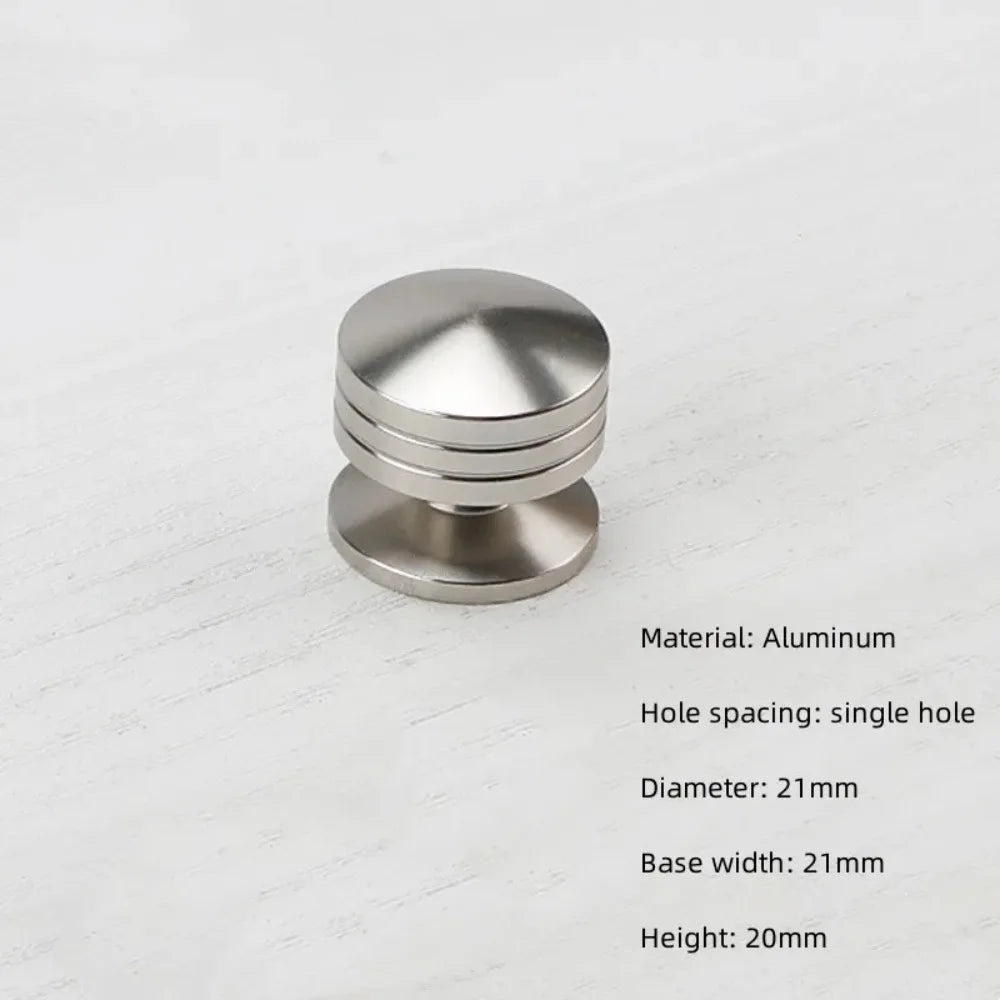 Round Knob Single Hole Furniture Handle Silver Modern Cabinet Pulls Space Aluminum Convenient Furniture Knobs Drawer