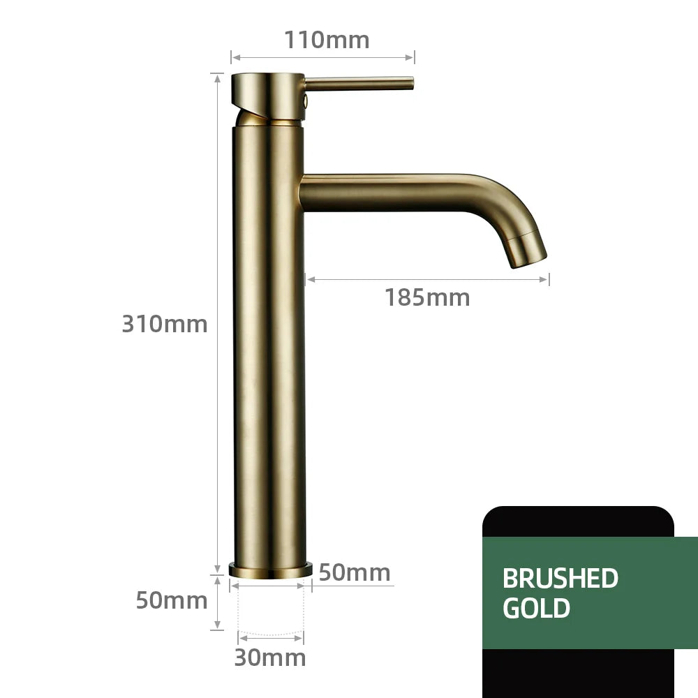 Brushed Gold Basin Faucet Solid Brass Hot And Cold Water Basin Mixer Sink Tap Deck Mounted Bathroom Taps