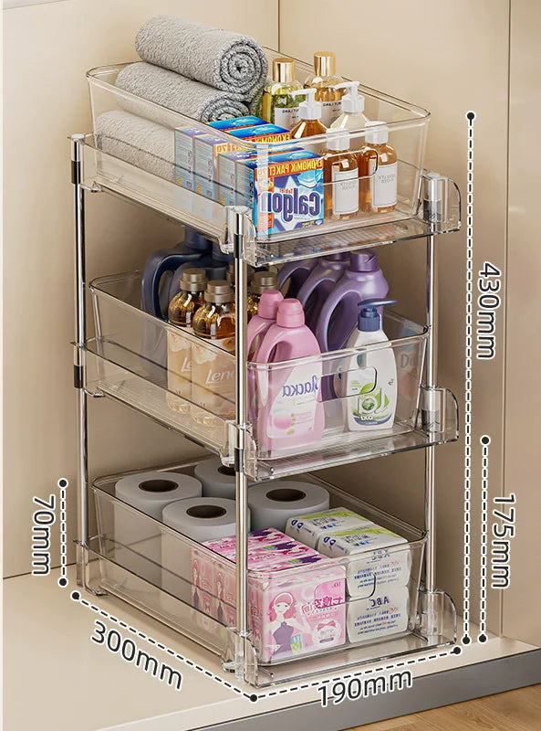 2/3 Layer Under Sink Storage Organizer Multipurpse Rack Countertop Cabinet Under Sink Storage Rack Bathroom Kitchen Organizer