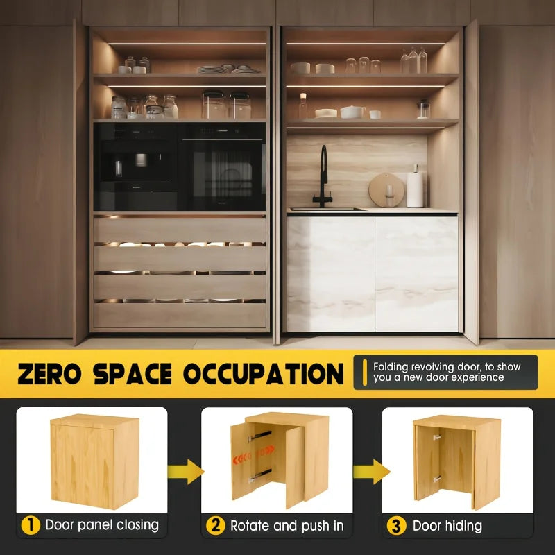 5 Pcs Sliding Door Hardware Kit, Space-Saving Hidden Track&Foldable System with Magnetic Closure for Cabinet, Wardrobe&TV Stand