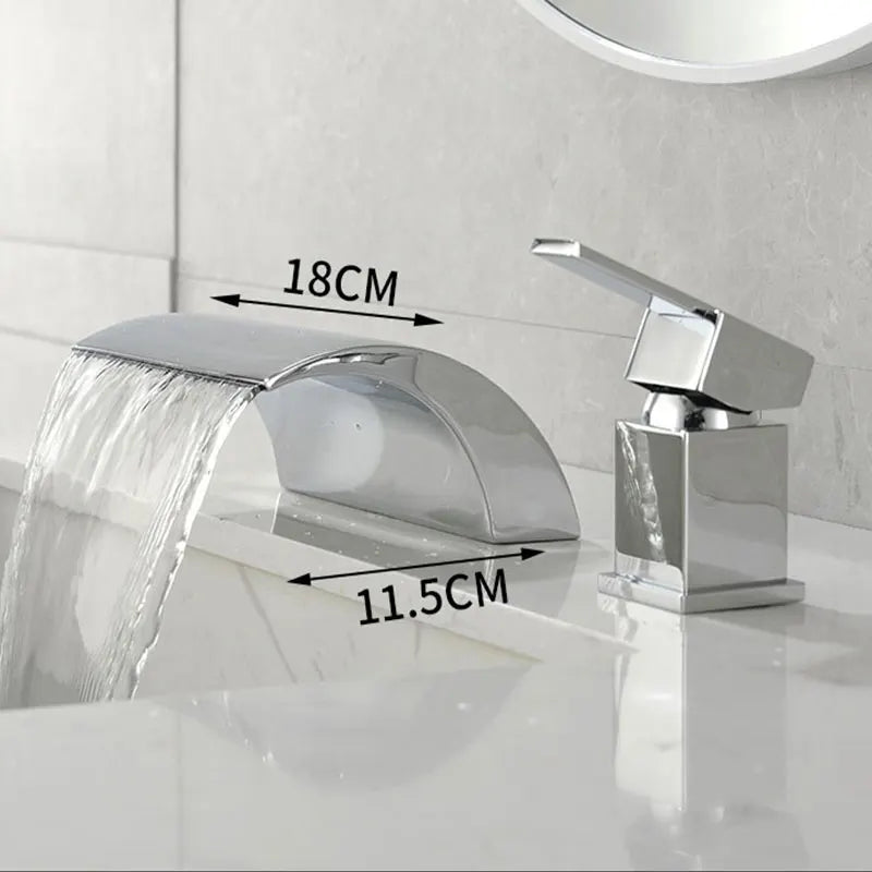 Bathroom waterfall bathtub faucet two-hole cold and hot water Single handle control Sink faucet shower