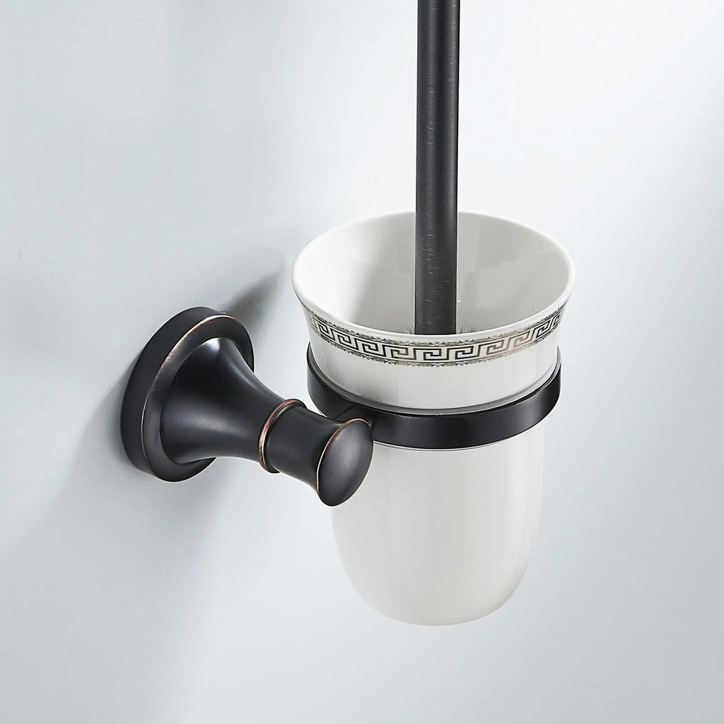 Bathroom Toilet Brush Holder Wall Mounted Oil Rubble Bronze
