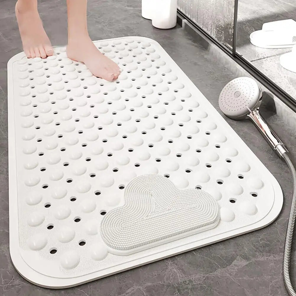 1Pc Shower Mat with Suction Cups and Drainage Holes, Shower Mat with Massage Cushion, Large Shower Bath Mat for Bathroom Shower