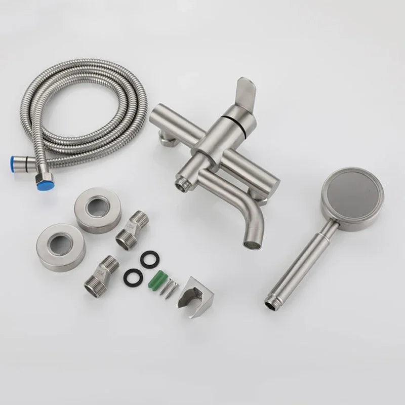 Stainless Steel Bathtub Shower Mixer Taps Faucet Shower Wall Mounted Bathroom Fixtures Ceramic Valve Core Triple Hot Cold Tap