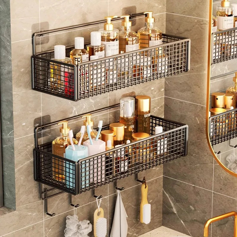 Bathroom Storage Rack Non Perforated Wall Mounted Towel And Toiletries Storage Rack Restroom Storage