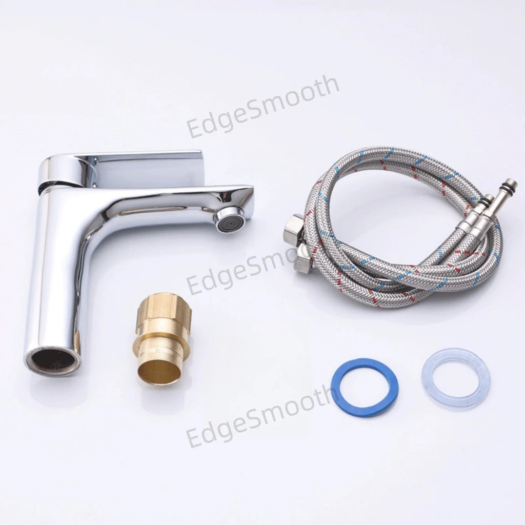 Bathroom Faucets for Sink Single Handle Single Hole Deck Mounted Chrome Anti-Corrosion Anti-Rust Wash Basin Tap Hot and Cold