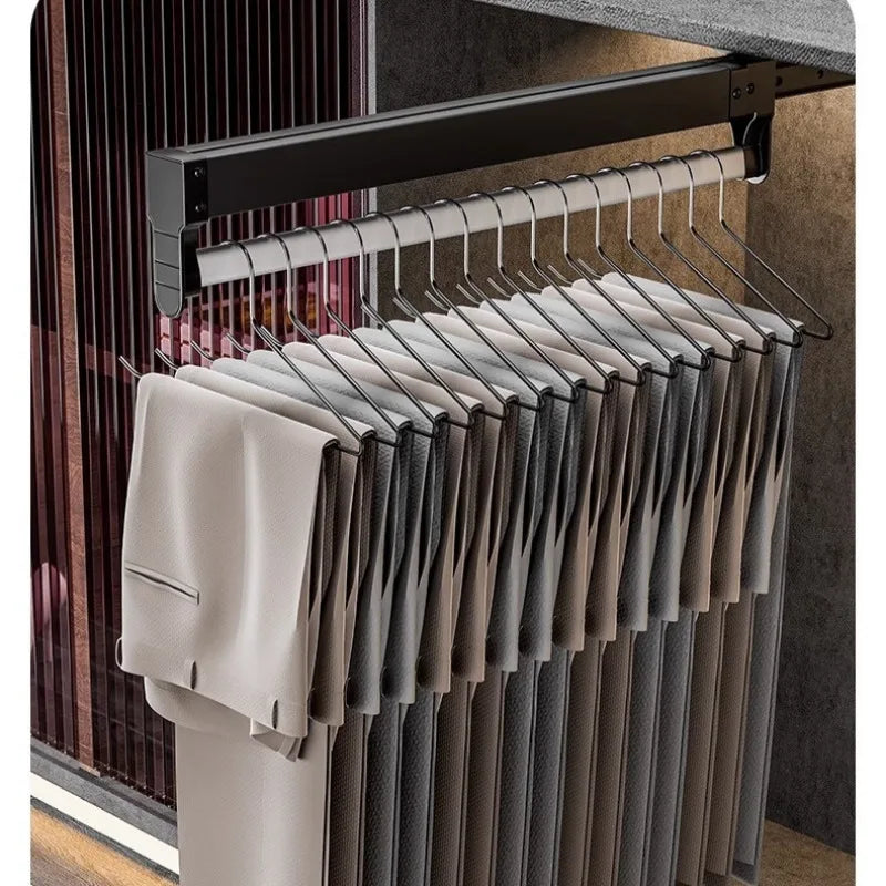 Thin cabinet topmounted telescopic wardrobe hanging rod Thin cabinet clothes hangers through wardrob Vertical Wardrobe