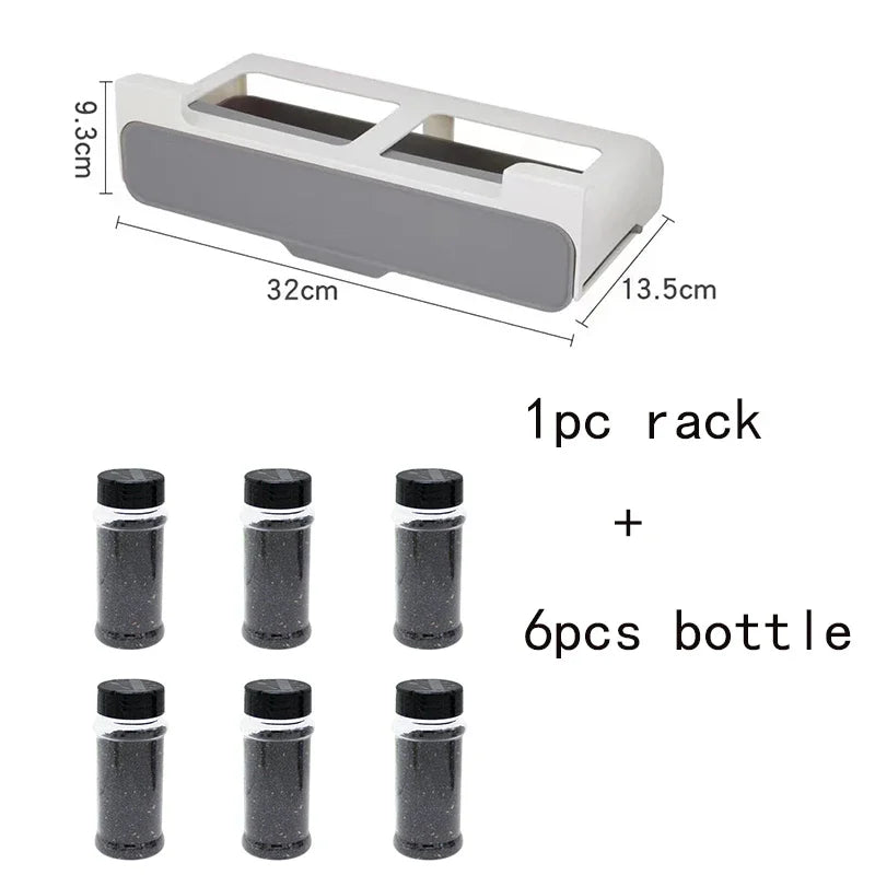 Kitchen Seasoning Bottle Storage Rack Spice Rack Self-adhesive Wall-mounted Under-Shelf Spice Organizer Kitchen Storage Rack